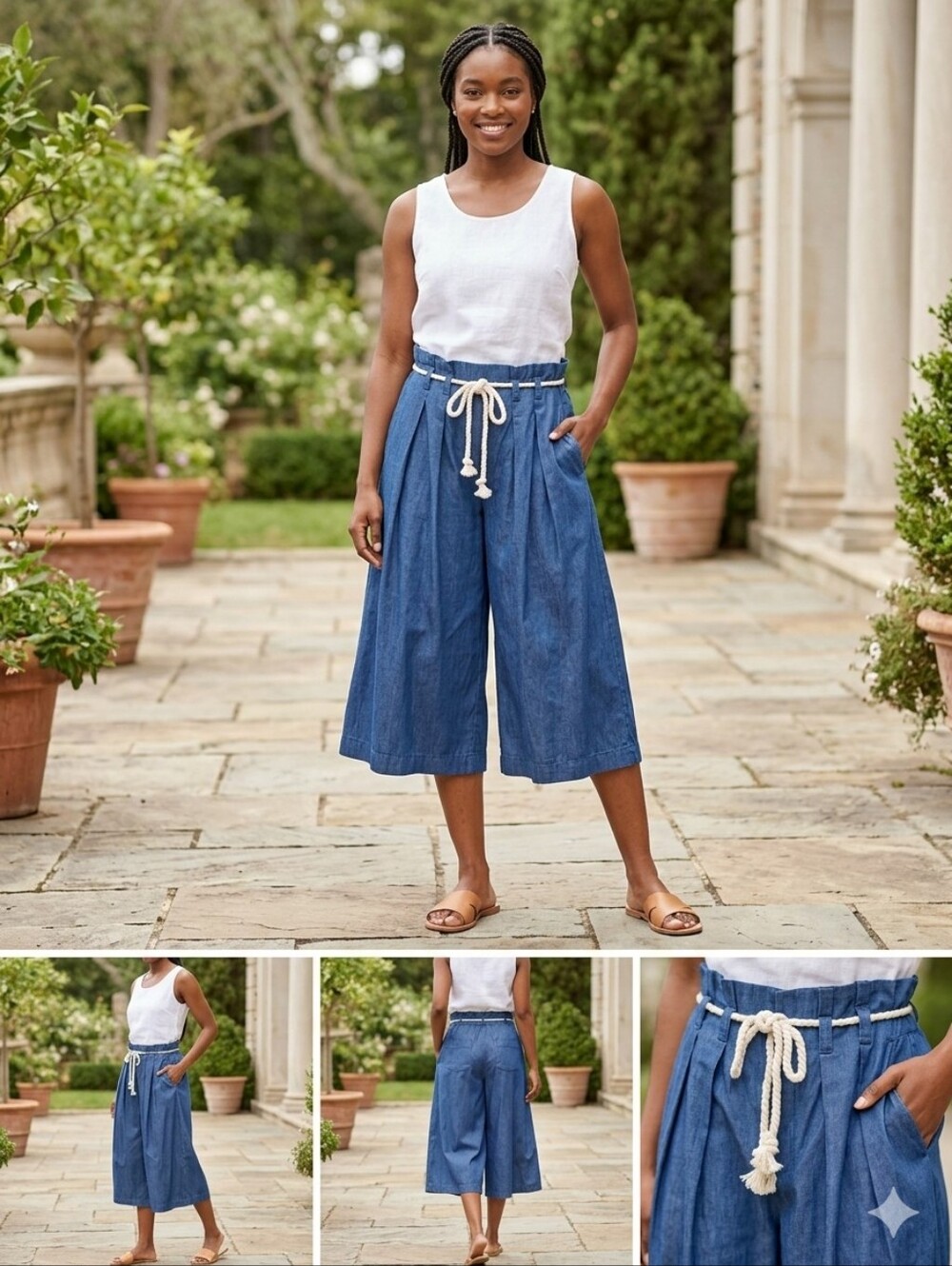 Wide Leg Chambray Culottes